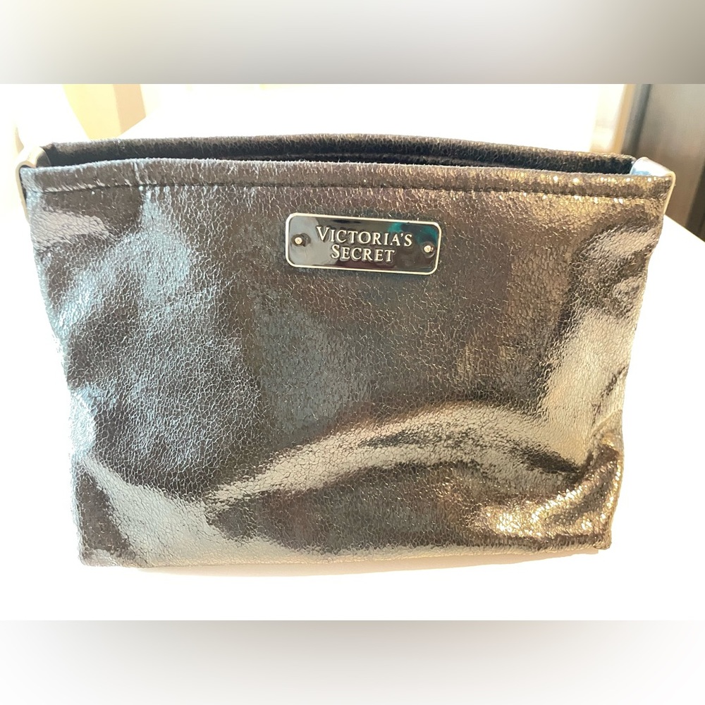 Victoria’s Secret black crackled metallic makeup bag